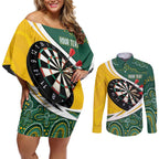 Australia Darts Personalized Couples Matching Off Shoulder Short Dress and Long Sleeve Button Shirt Aboriginal Special