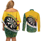 Australia Darts Personalized Couples Matching Off Shoulder Short Dress and Long Sleeve Button Shirt Aboriginal Special