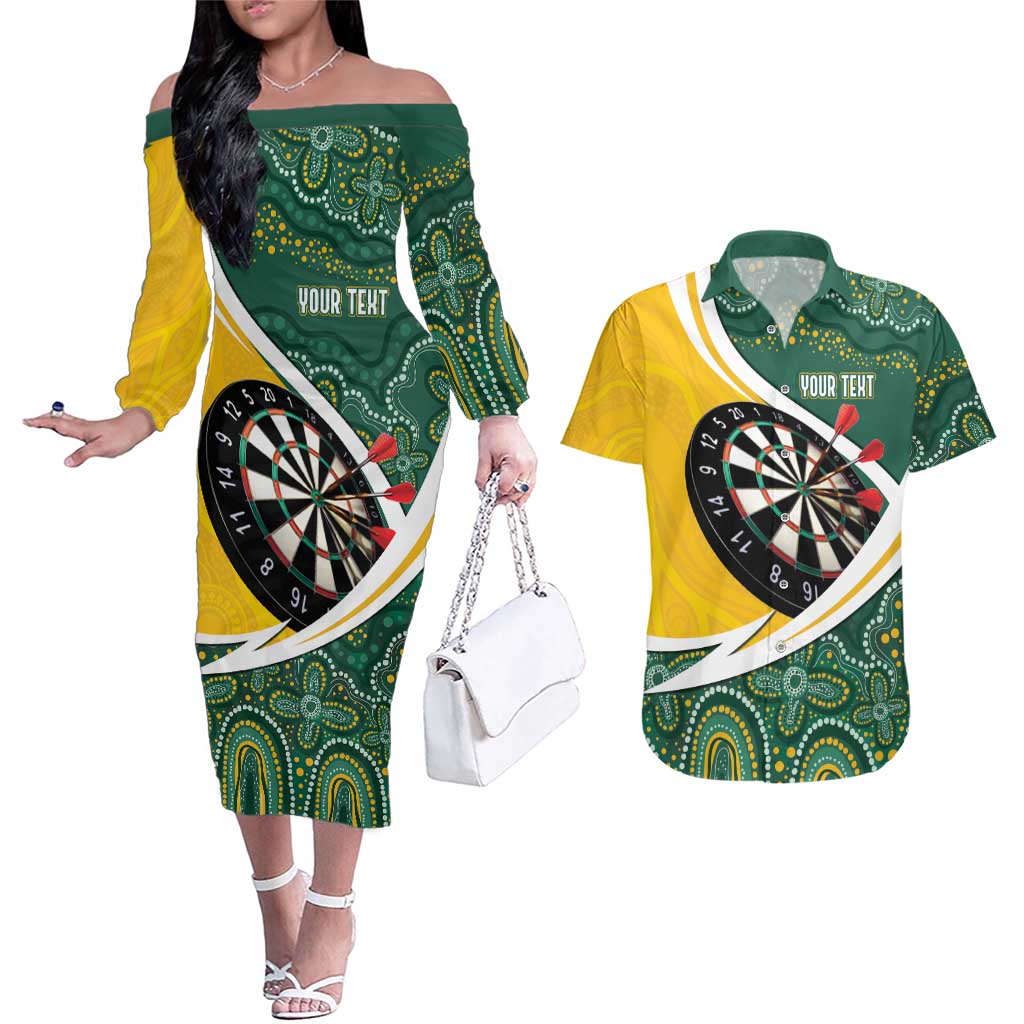 Australia Darts Personalized Couples Matching Off The Shoulder Long Sleeve Dress and Hawaiian Shirt Aboriginal Special