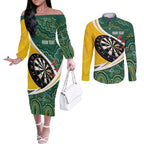 Australia Darts Personalized Couples Matching Off The Shoulder Long Sleeve Dress and Long Sleeve Button Shirt Aboriginal Special
