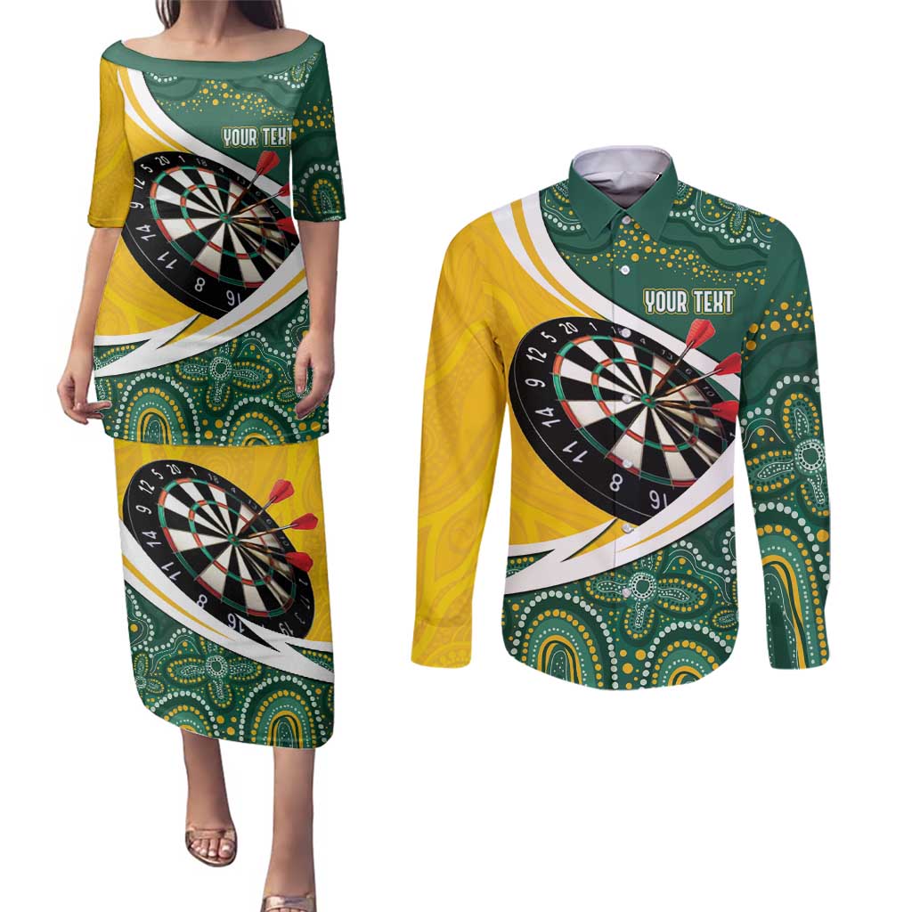 Australia Darts Personalized Couples Matching Puletasi and Long Sleeve Button Shirt Aboriginal Special