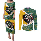 Australia Darts Personalized Couples Matching Puletasi and Long Sleeve Button Shirt Aboriginal Special