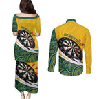 Australia Darts Personalized Couples Matching Puletasi and Long Sleeve Button Shirt Aboriginal Special