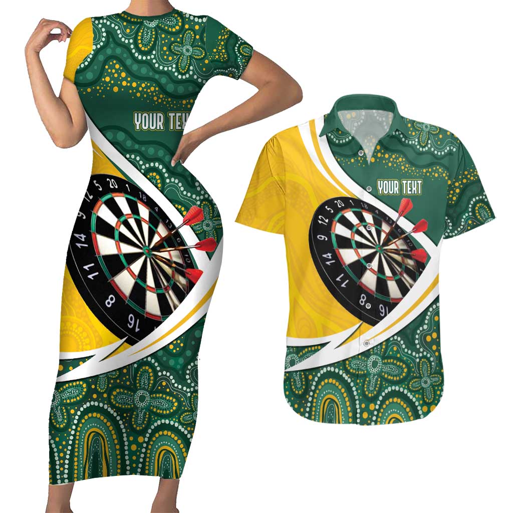 Australia Darts Personalized Couples Matching Short Sleeve Bodycon Dress and Hawaiian Shirt Aboriginal Special