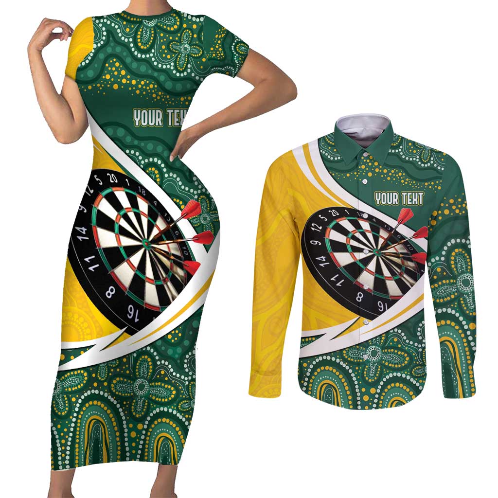 Australia Darts Personalized Couples Matching Short Sleeve Bodycon Dress and Long Sleeve Button Shirt Aboriginal Special