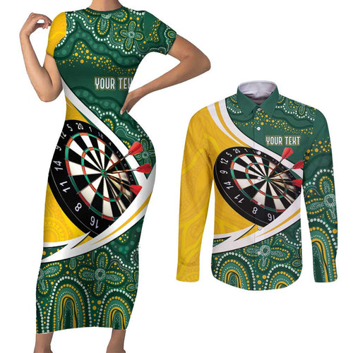 Australia Darts Personalized Couples Matching Short Sleeve Bodycon Dress and Long Sleeve Button Shirt Aboriginal Special