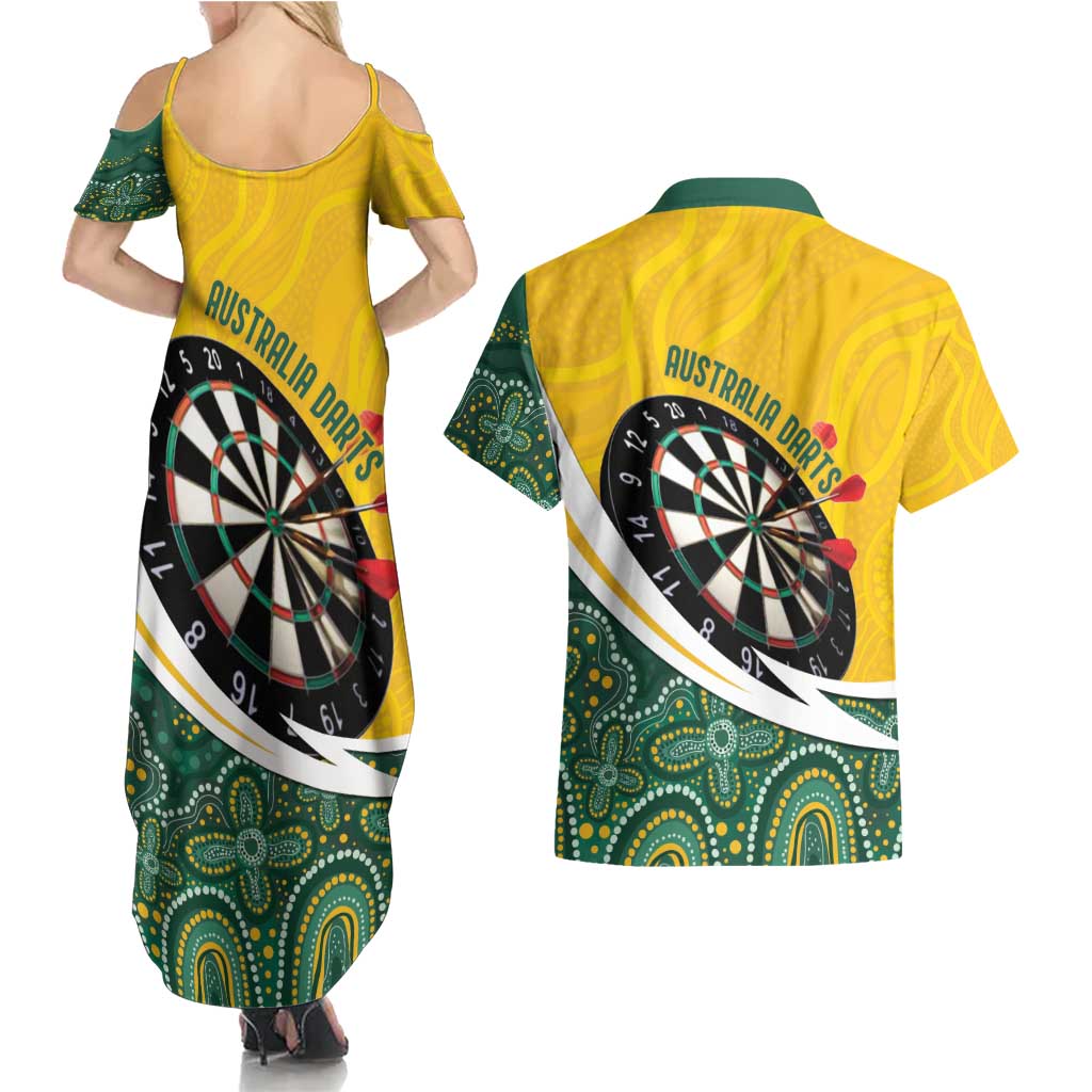 Australia Darts Personalized Couples Matching Summer Maxi Dress and Hawaiian Shirt Aboriginal Special