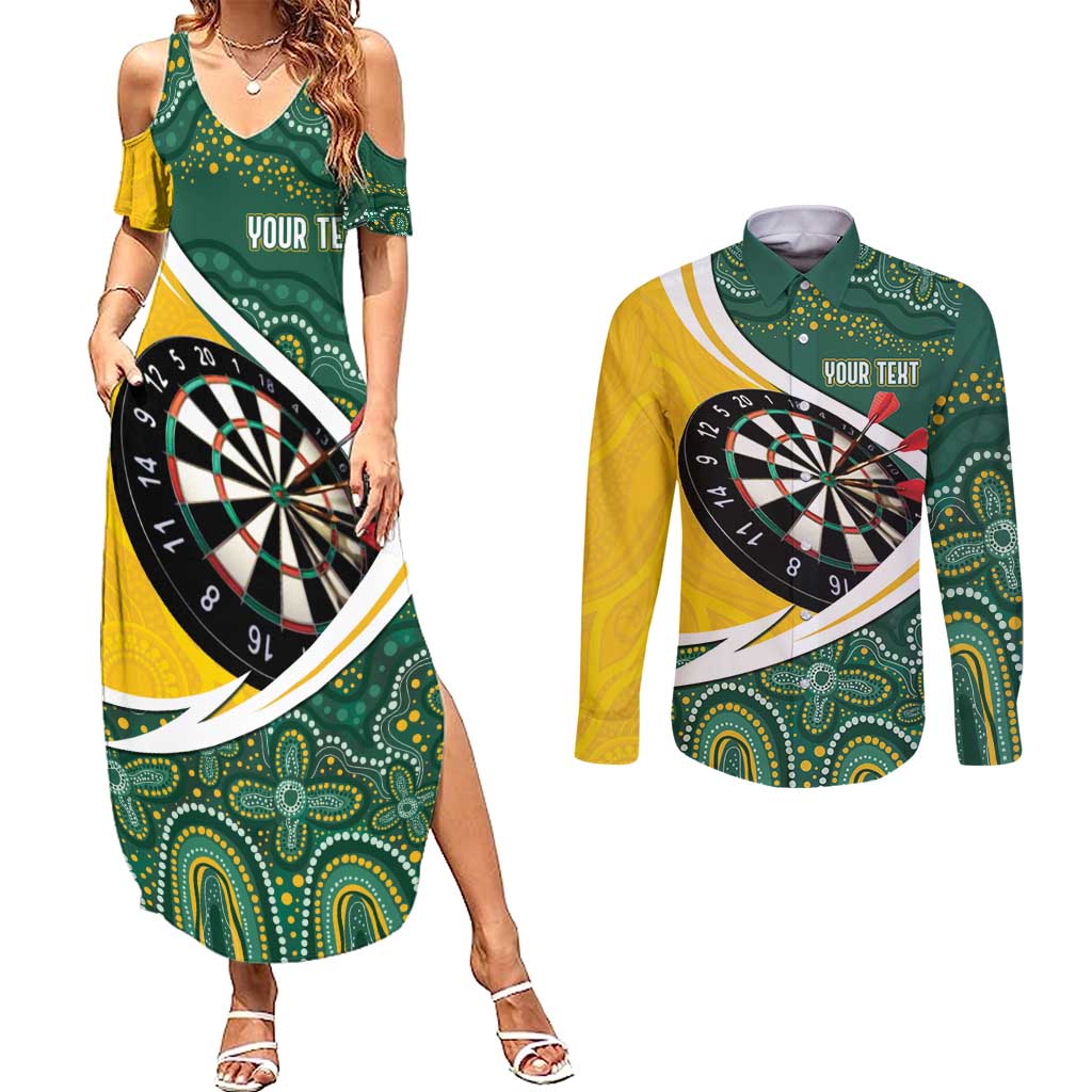 Australia Darts Personalized Couples Matching Summer Maxi Dress and Long Sleeve Button Shirt Aboriginal Special