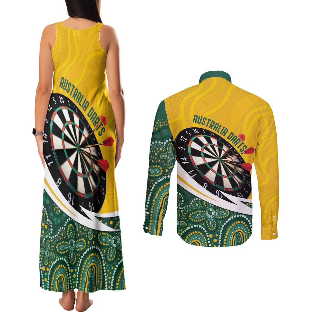 Australia Darts Personalized Couples Matching Tank Maxi Dress and Long Sleeve Button Shirt Aboriginal Special