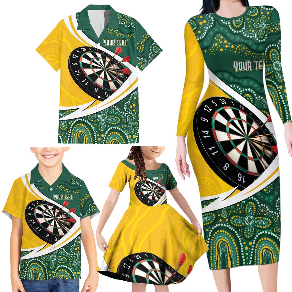 Australia Darts Personalized Family Matching Long Sleeve Bodycon Dress and Hawaiian Shirt Aboriginal Special