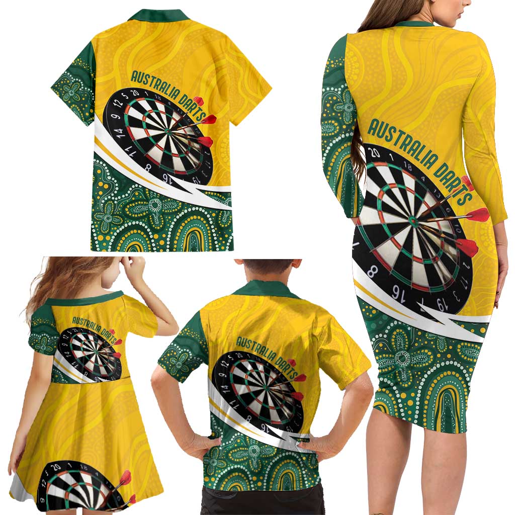 Australia Darts Personalized Family Matching Long Sleeve Bodycon Dress and Hawaiian Shirt Aboriginal Special