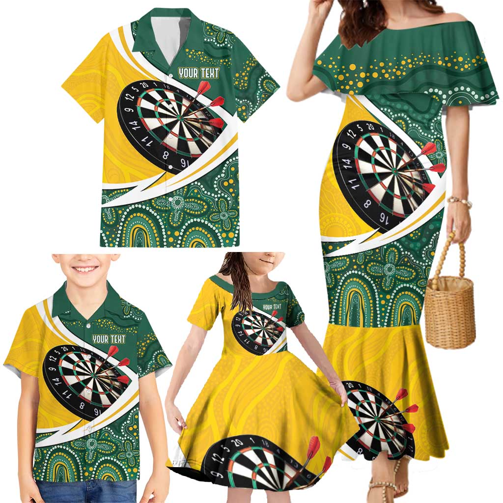 Australia Darts Personalized Family Matching Mermaid Dress and Hawaiian Shirt Aboriginal Special