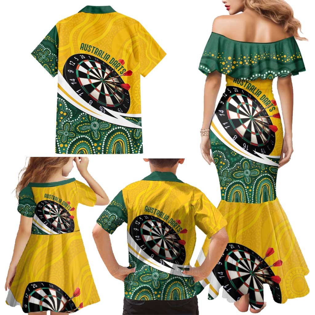 Australia Darts Personalized Family Matching Mermaid Dress and Hawaiian Shirt Aboriginal Special