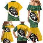 Australia Darts Personalized Family Matching Mermaid Dress and Hawaiian Shirt Aboriginal Special