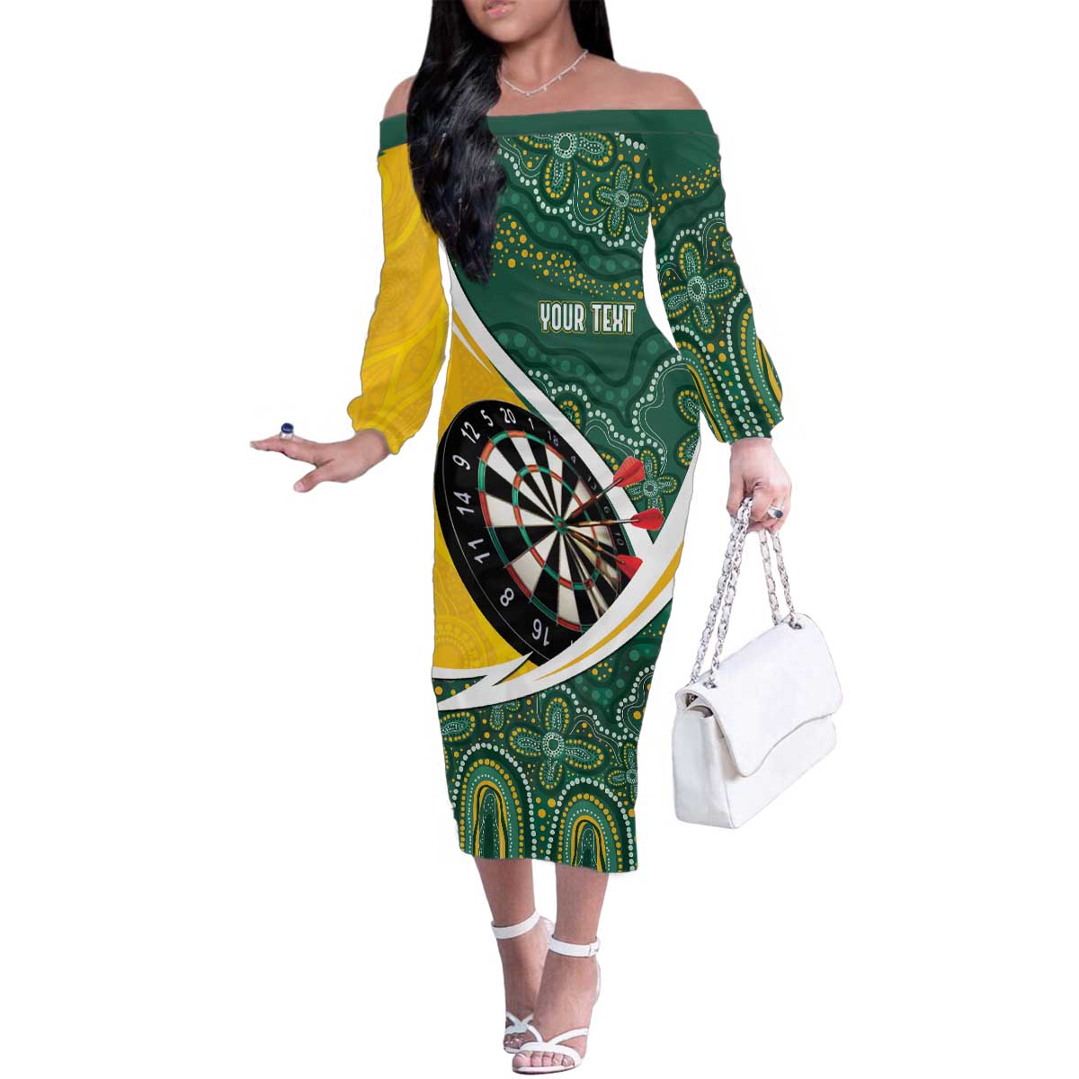 Australia Darts Personalized Family Matching Off The Shoulder Long Sleeve Dress and Hawaiian Shirt Aboriginal Special