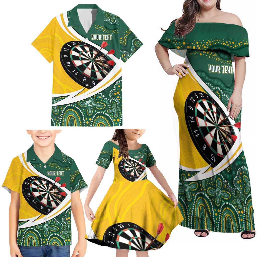 Australia Darts Personalized Family Matching Off Shoulder Maxi Dress and Hawaiian Shirt Aboriginal Special