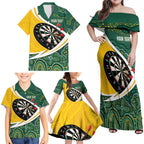Australia Darts Personalized Family Matching Off Shoulder Maxi Dress and Hawaiian Shirt Aboriginal Special
