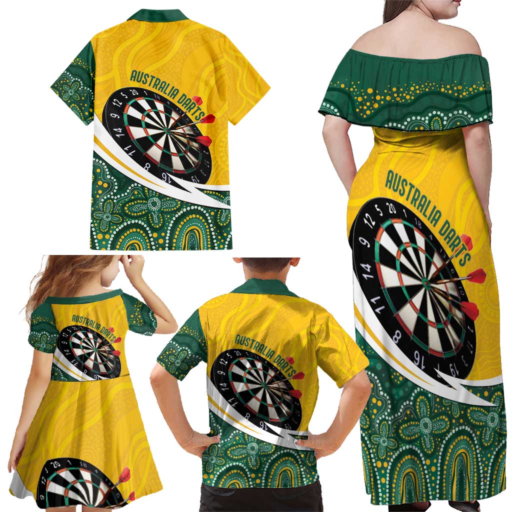 Australia Darts Personalized Family Matching Off Shoulder Maxi Dress and Hawaiian Shirt Aboriginal Special