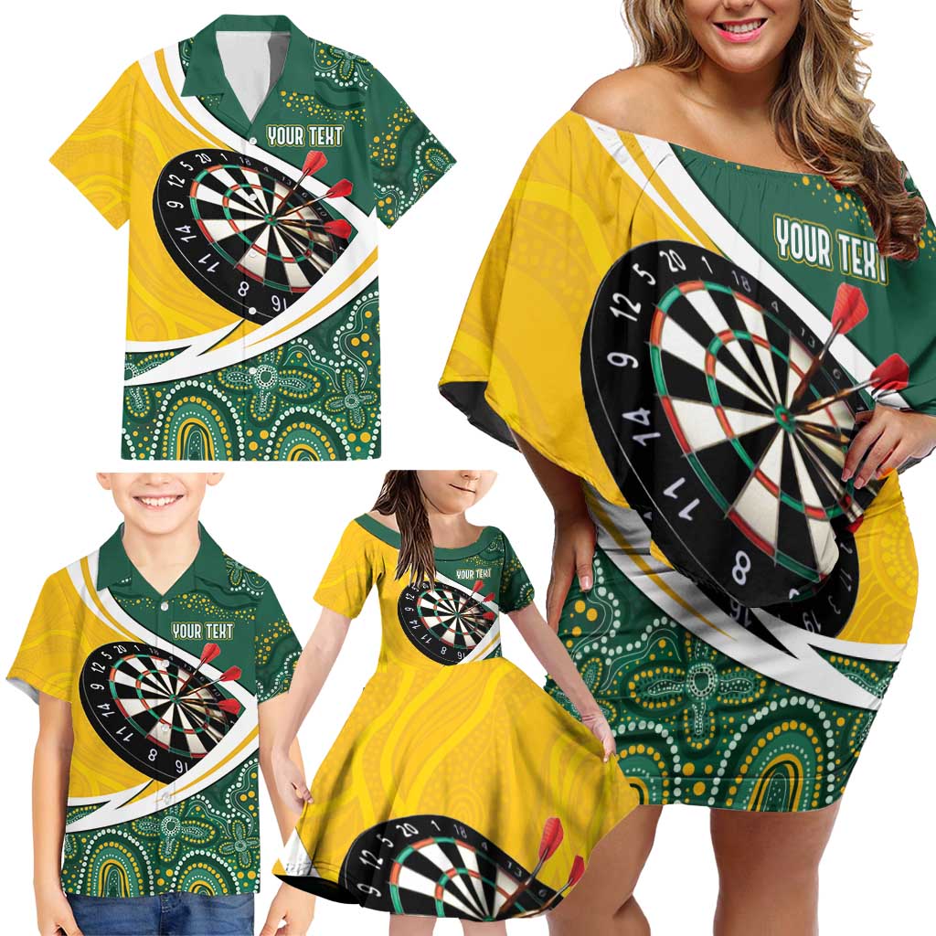 Australia Darts Personalized Family Matching Off Shoulder Short Dress and Hawaiian Shirt Aboriginal Special