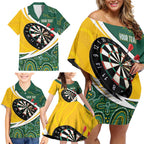 Australia Darts Personalized Family Matching Off Shoulder Short Dress and Hawaiian Shirt Aboriginal Special