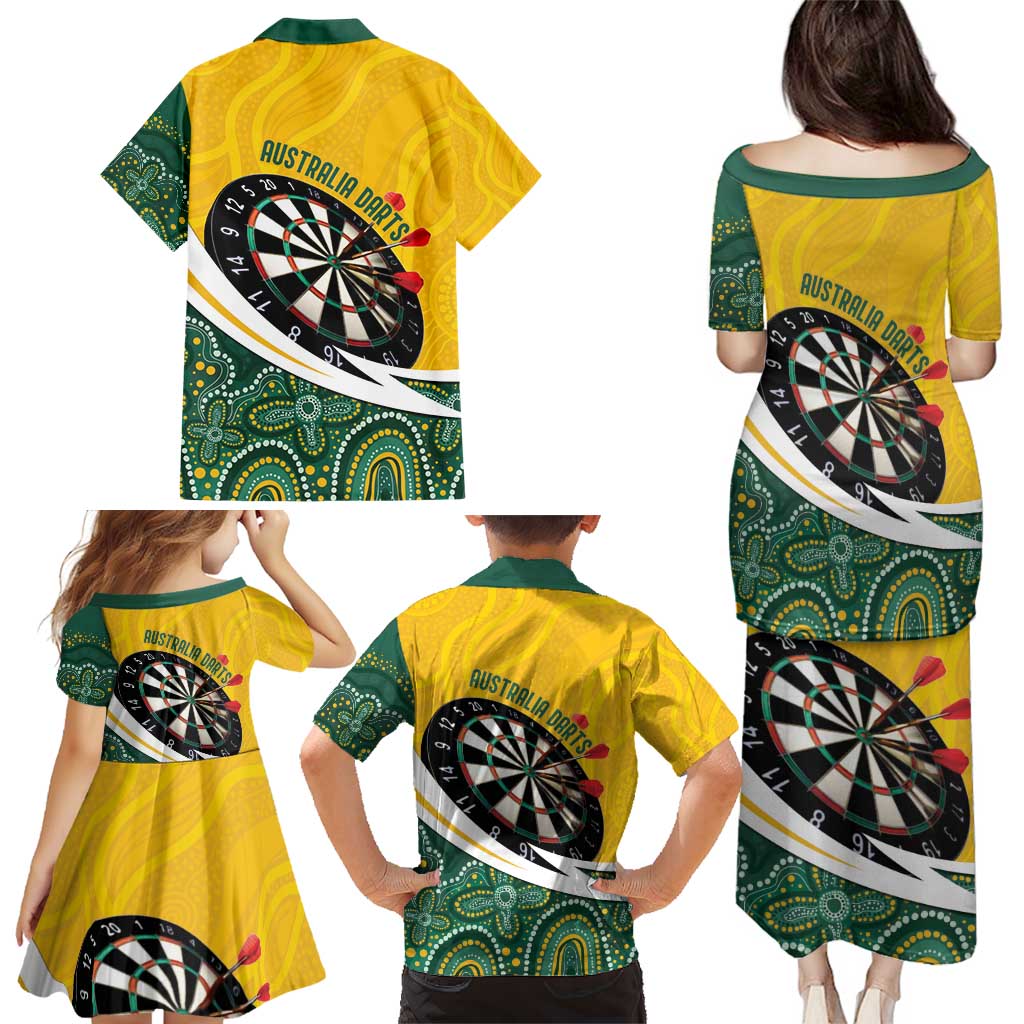 Australia Darts Personalized Family Matching Puletasi and Hawaiian Shirt Aboriginal Special