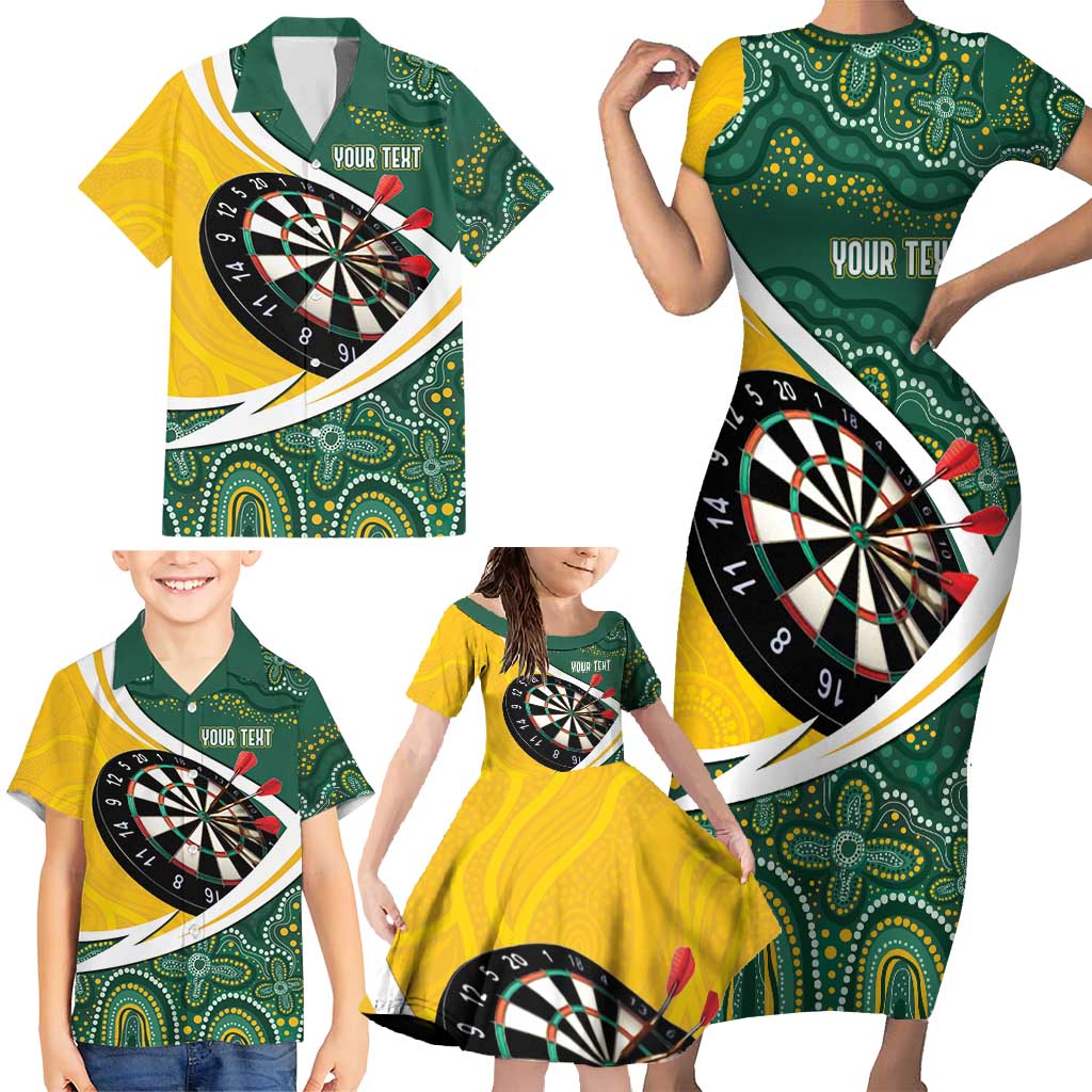 Australia Darts Personalized Family Matching Short Sleeve Bodycon Dress and Hawaiian Shirt Aboriginal Special
