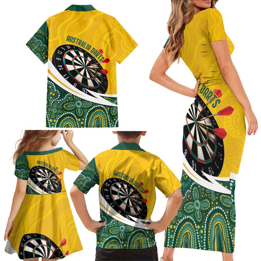 Australia Darts Personalized Family Matching Short Sleeve Bodycon Dress and Hawaiian Shirt Aboriginal Special