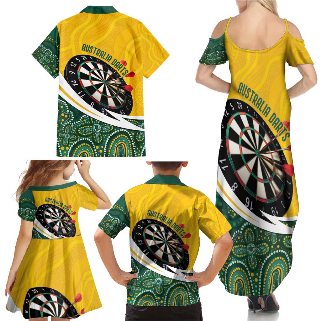 Australia Darts Personalized Family Matching Summer Maxi Dress and Hawaiian Shirt Aboriginal Special