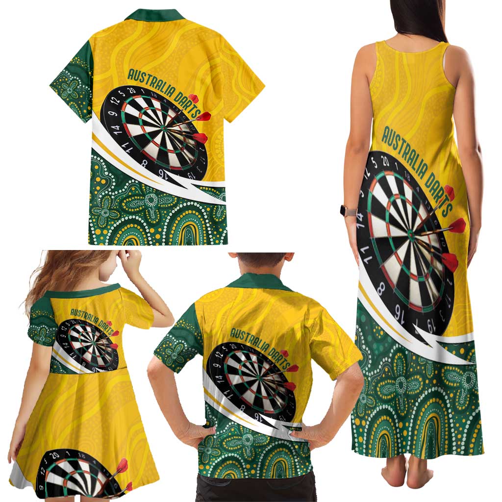 Australia Darts Personalized Family Matching Tank Maxi Dress and Hawaiian Shirt Aboriginal Special