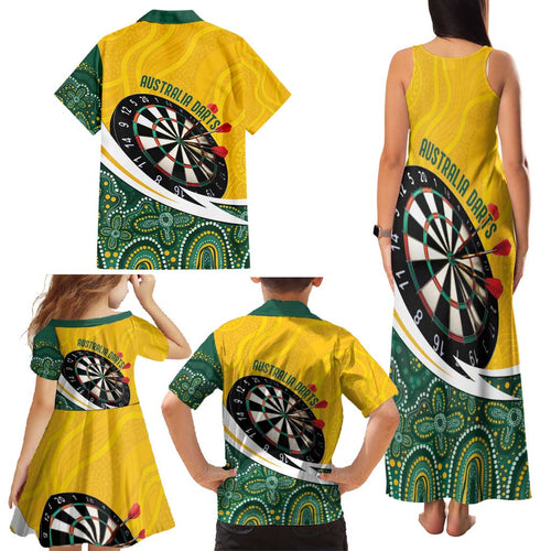 Australia Darts Personalized Family Matching Tank Maxi Dress and Hawaiian Shirt Aboriginal Special
