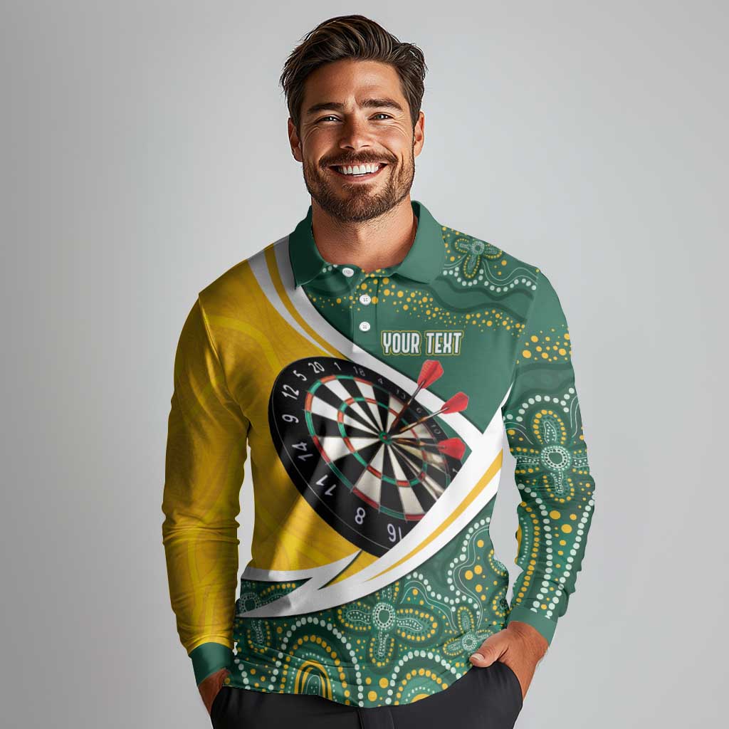 Australia Darts Personalized Long Sleeve Polo Shirt Aboriginal Special