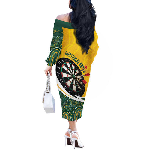 Australia Darts Personalized Off The Shoulder Long Sleeve Dress Aboriginal Special