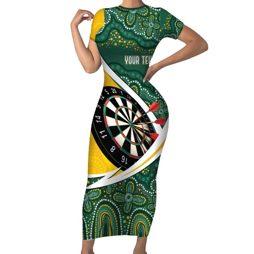 Australia Darts Personalized Short Sleeve Bodycon Dress Aboriginal Special