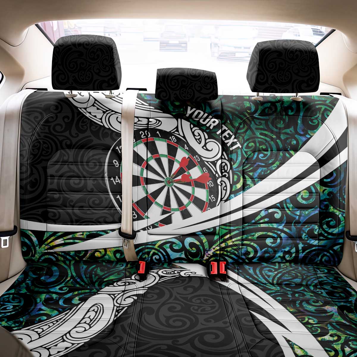 Personalized NZ Darts Back Car Seat Cover Paua Shell Maori Koru Whakairo - Aussie Hoodie
