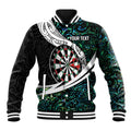 Personalized NZ Darts Baseball Jacket Paua Shell Maori Koru Whakairo - Aussie Hoodie