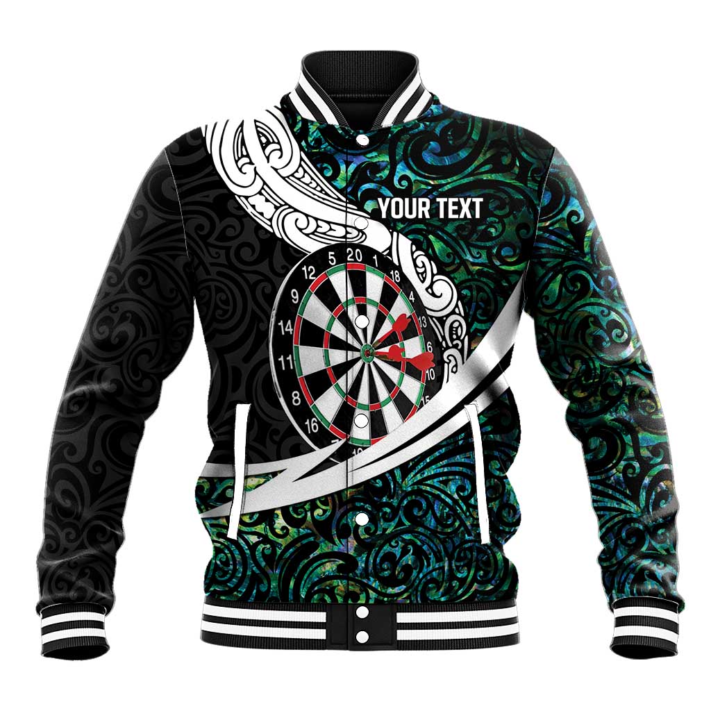 Personalized NZ Darts Baseball Jacket Paua Shell Maori Koru Whakairo - Aussie Hoodie