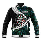 Personalized NZ Darts Baseball Jacket Paua Shell Maori Koru Whakairo - Aussie Hoodie