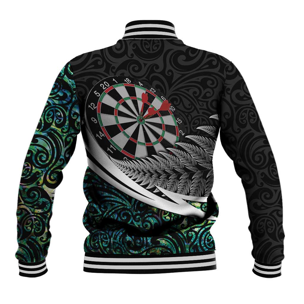Personalized NZ Darts Baseball Jacket Paua Shell Maori Koru Whakairo - Aussie Hoodie
