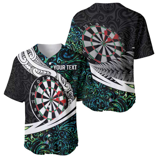Personalized NZ Darts Baseball Jersey Paua Shell Maori Koru Whakairo - Aussie Hoodie