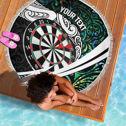 Personalized NZ Darts Beach Blanket Paua Shell Maori Koru Whakairo - Aussie Hoodie