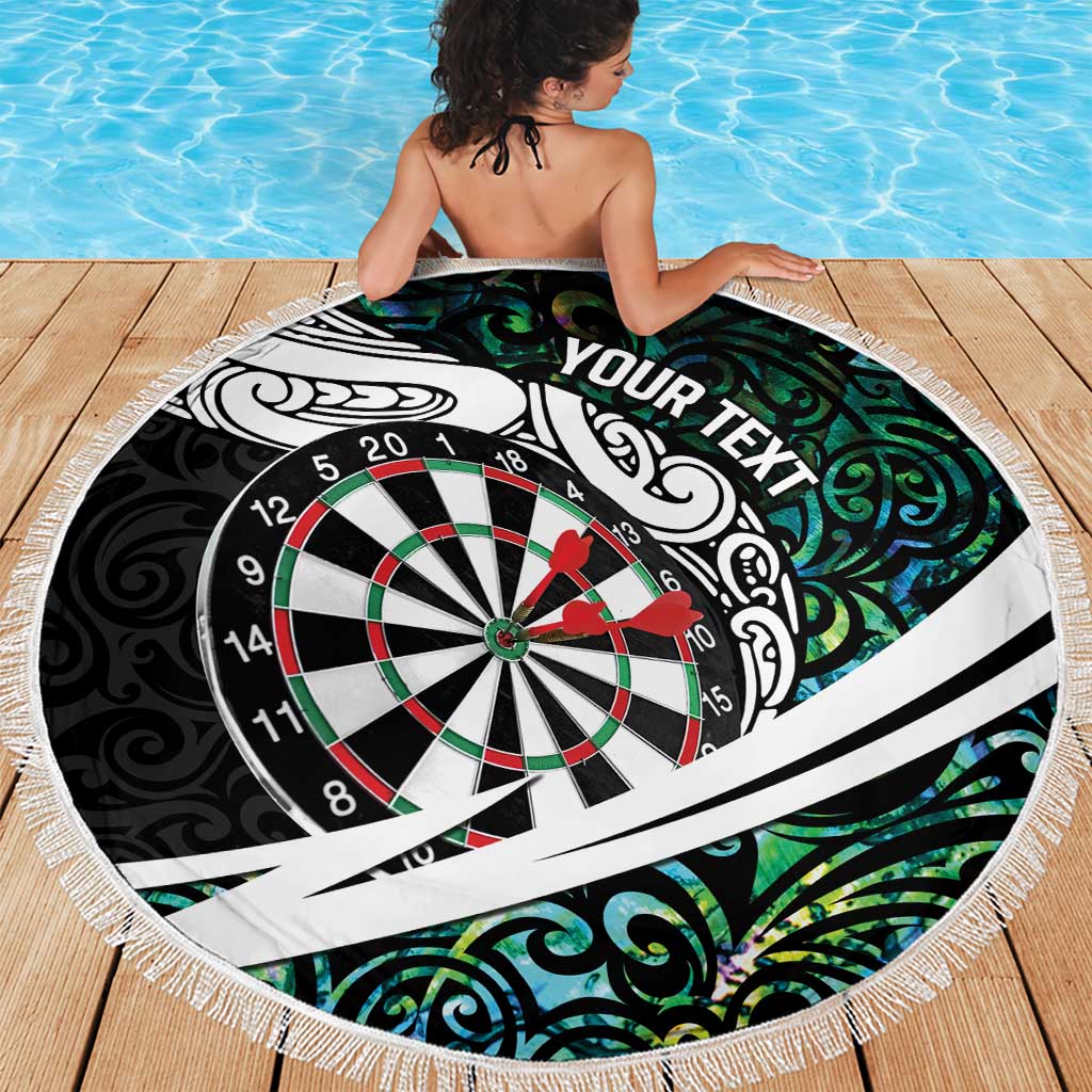 Personalized NZ Darts Beach Blanket Paua Shell Maori Koru Whakairo - Aussie Hoodie