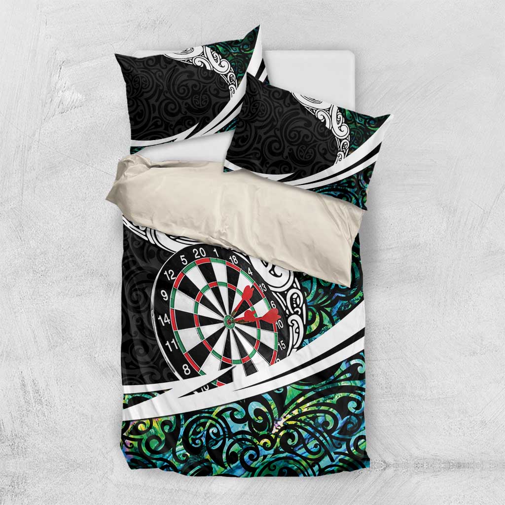 Personalized NZ Darts Bedding Set Paua Shell Maori Koru Whakairo - Aussie Hoodie
