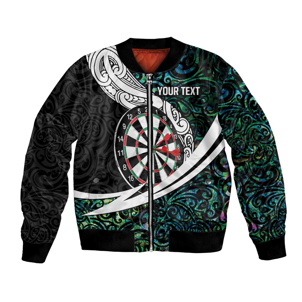Personalized NZ Darts Bomber Jacket Paua Shell Maori Koru Whakairo - Aussie Hoodie