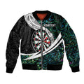 Personalized NZ Darts Bomber Jacket Paua Shell Maori Koru Whakairo - Aussie Hoodie