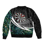 Personalized NZ Darts Bomber Jacket Paua Shell Maori Koru Whakairo - Aussie Hoodie