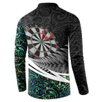 Personalized NZ Darts Button Sweatshirt Paua Shell Maori Koru Whakairo - Aussie Hoodie