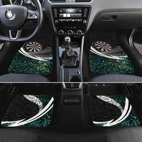Personalized NZ Darts Car Mats Paua Shell Maori Koru Whakairo - Aussie Hoodie