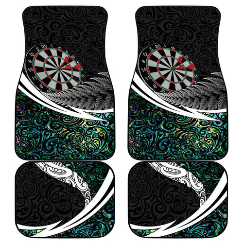 Personalized NZ Darts Car Mats Paua Shell Maori Koru Whakairo - Aussie Hoodie
