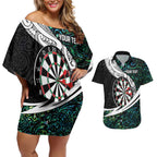 Personalized NZ Darts Couples Matching Off Shoulder Short Dress and Hawaiian Shirt Paua Shell Maori Koru Whakairo - Aussie Hoodie