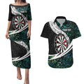 Personalized NZ Darts Couples Matching Puletasi and Hawaiian Shirt Paua Shell Maori Koru Whakairo - Aussie Hoodie